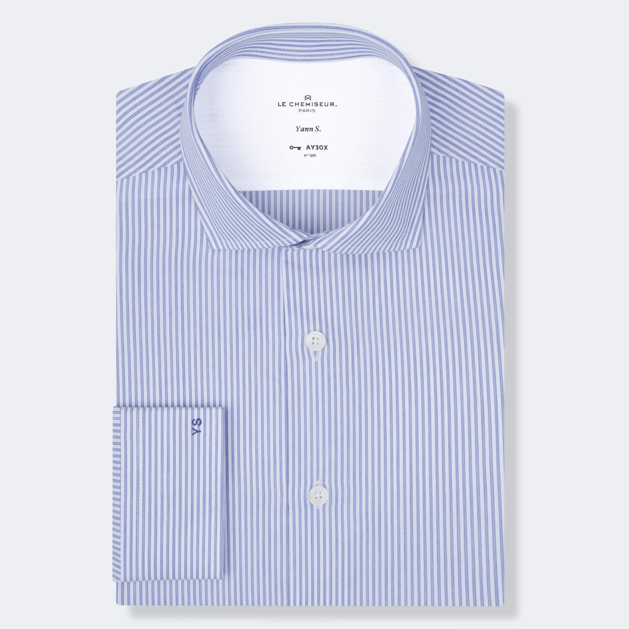 Twill Rayures Bâton Bleu & Blanc