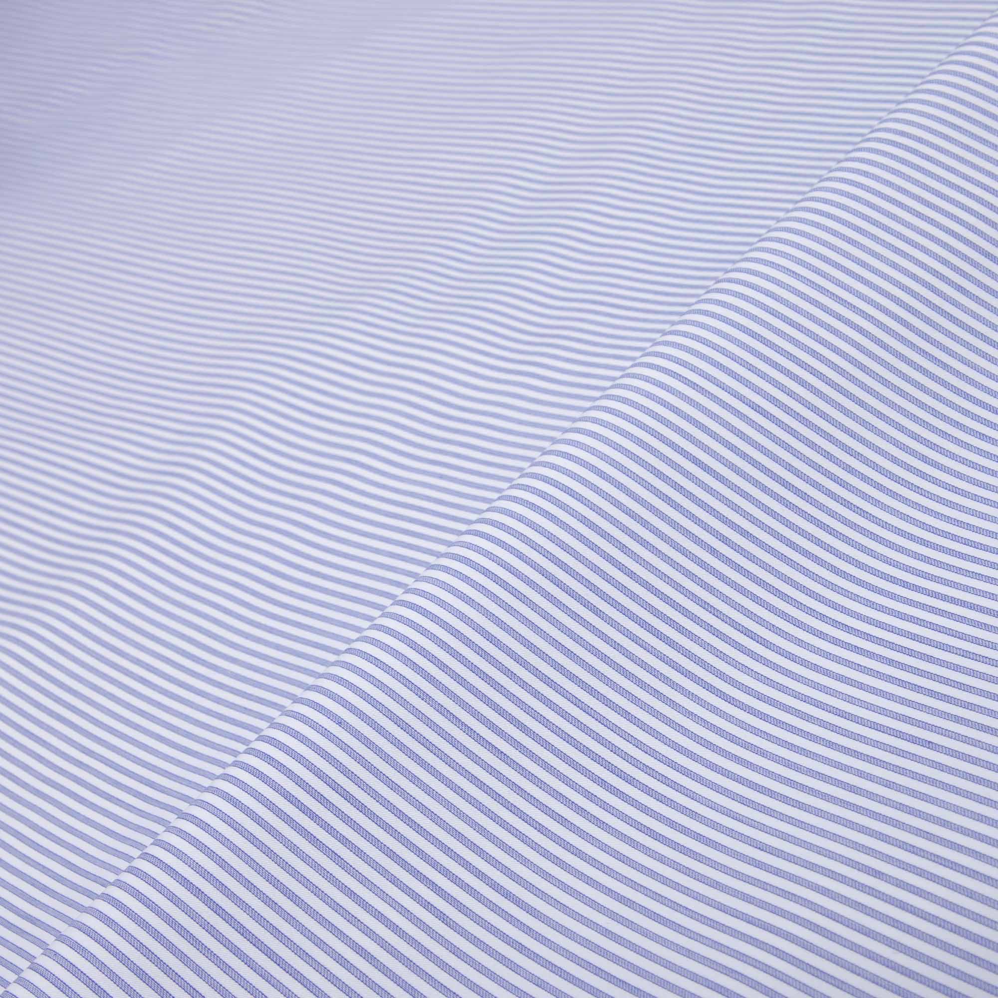 Twill Rayures Fines Bâton Bleu & Blanc